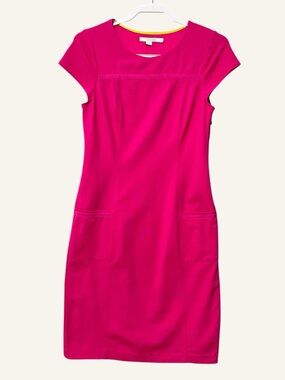 Boden Mini Shift Dress Size 6 Fuchsia Pink Short Sleeve Dressy Office